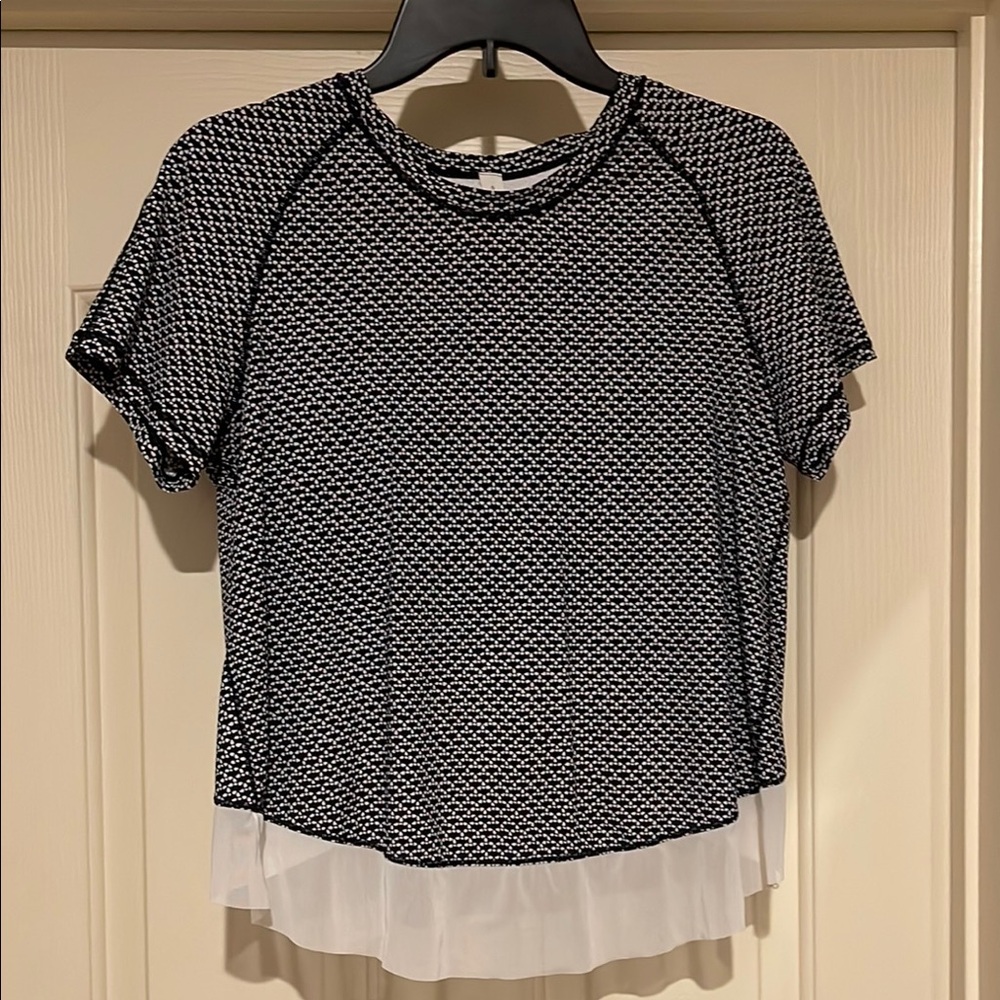 Lululemon Athletica Black and White Crop T-Shirt